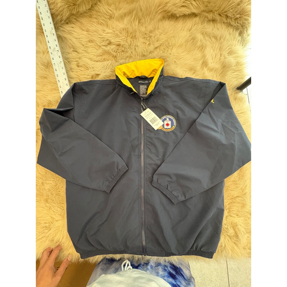 Beacon Point CIA Central Intelligence Agency Microfiber Jacket Navy Yellow 2XL